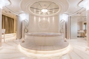 Porcelain wall sculpture created for the yacht spa on M/Y Plvs Vltra - In situ. Photo by Winch Media.