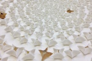 Porcelain wall sculpture created for the yacht spa on M/Y Plvs Vltra - Up close